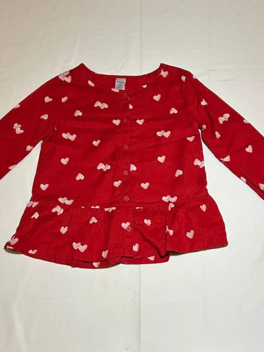 Carter's Girls Size 6 2 Piece Outfit Red Top with Hearts and Jeggings NWT